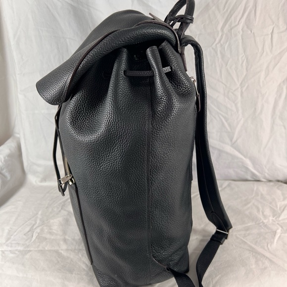 COACH Black Leather Drawstring Buckle XL Backpack Bag E1593 72005 - Picture 5 of 16